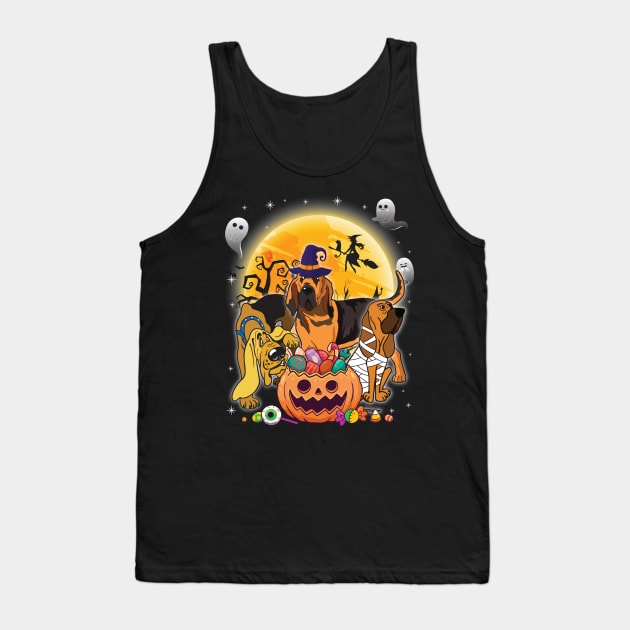 Bloodhound Dog Mummy Witch Moon Ghosts Happy Halloween Thanksgiving Merry Christmas Day Tank Top by joandraelliot